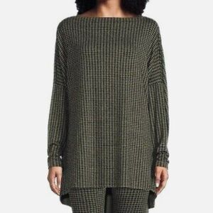 NWT Bryn Walker Green and Black Houndstooth Tunic